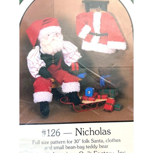 Dream Spinners Nicholas #126 Full-Size Pattern For 30" Folk Santa & 6.5" Teddy B - Picture 2 of 3